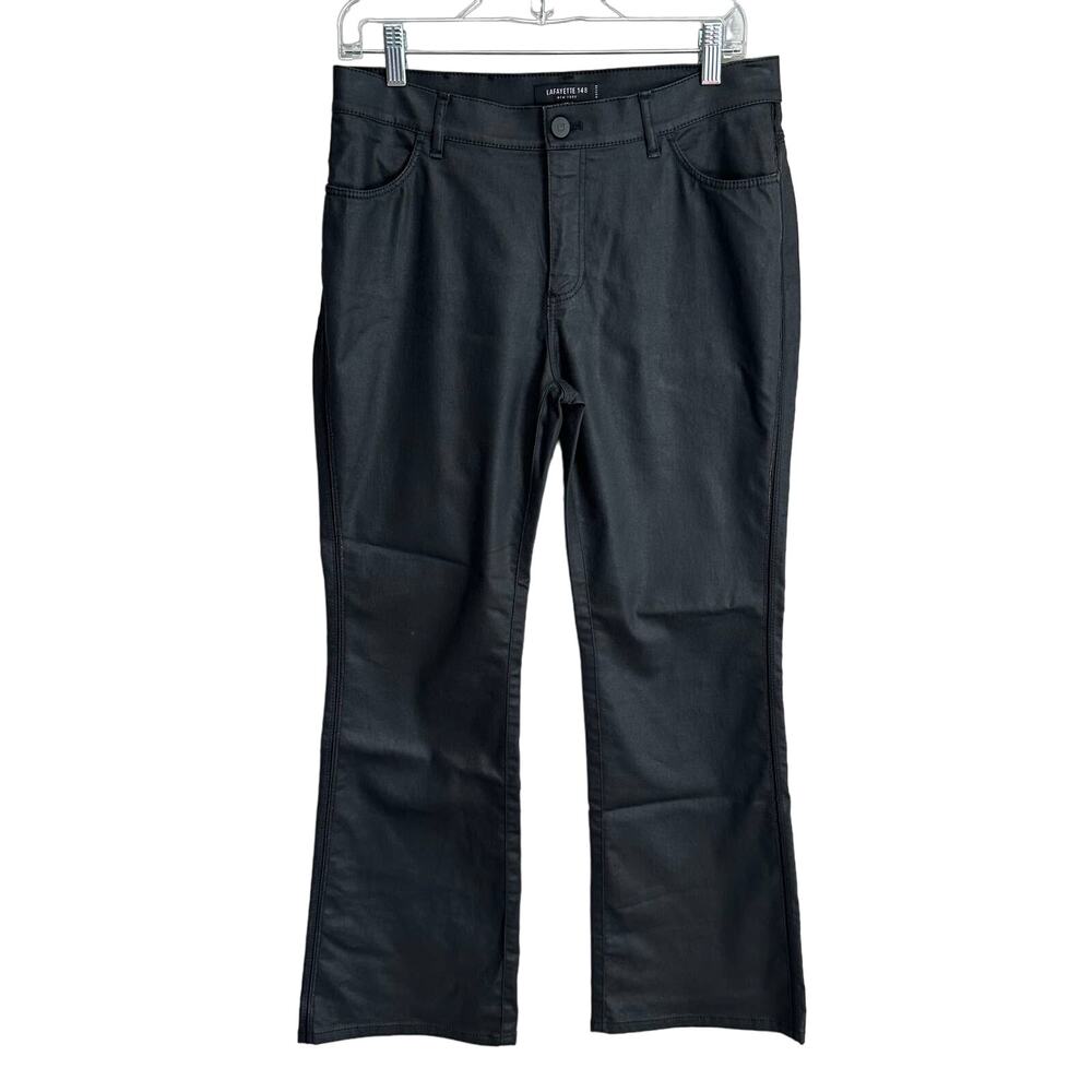 Lafayette 148 Coated Waxed Bootleg Pant Black 10 Petite